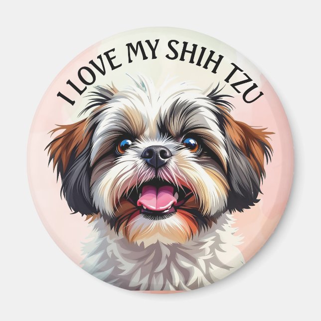 Ich Liebe meinen schicken Tzu Welpen Hund Magnet (Vorne)