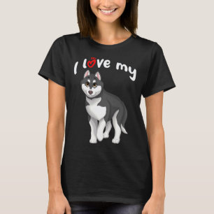 Ich liebe meinen schwarzen und weißen sibirischen  T-Shirt