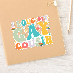 Ich liebe meinen schwulen Cousin Groovy Rainbow LG Aufkleber
