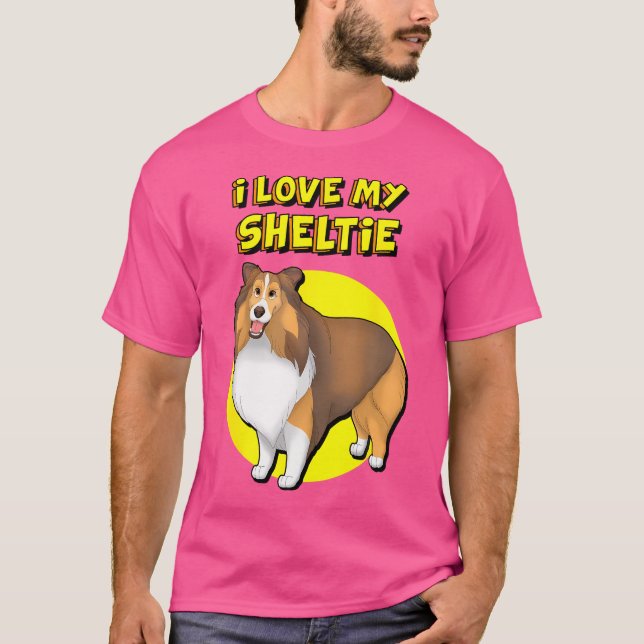 Ich Liebe meinen Sheltie Sable White Shetland Shee T-Shirt (Vorderseite)