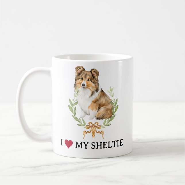 Ich Liebe meinen Sheltie | Shetland Sheepdog Kaffeetasse (Links)
