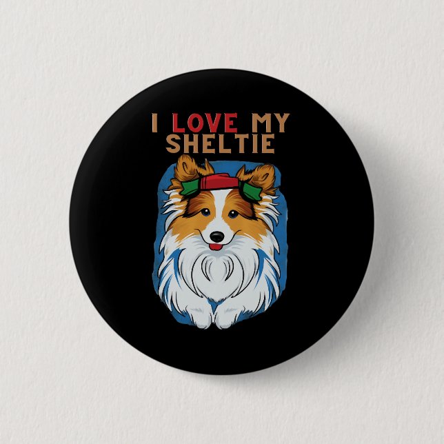 Ich Liebe meinen Sheltie-T - Shirt Button (Vorderseite)
