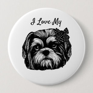 Ich liebe meinen Shih Tzu-Hund mit Schleife Origin Button