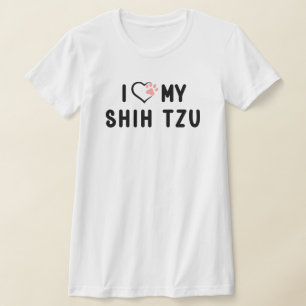 Ich liebe meinen Shih Tzu rosa Pfotenherz-Hund T-Shirt
