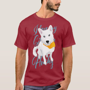 Ich Liebe meinen sibirischen Husky-Weißen-Hund mit T-Shirt