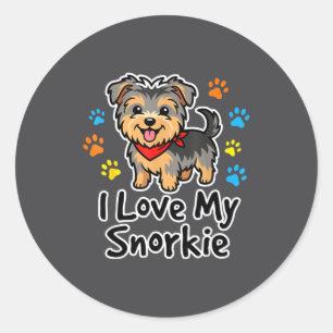 Ich liebe meinen Snorkie süße Schnauzer Yorkie Mis Runder Aufkleber