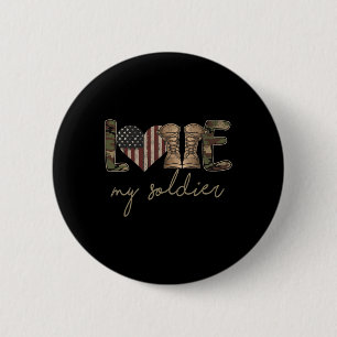 Ich liebe meinen Soldaten Militär Armee Frau USA C Button