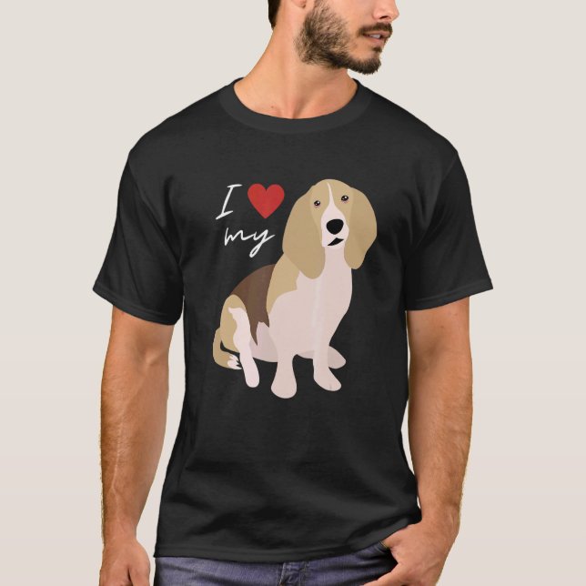 Ich Liebe meinen Tan Black & White Basset Hund T-Shirt (Vorderseite)