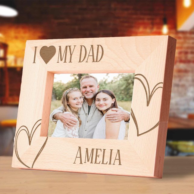 Ich Liebe meinen VATER Vätern Tagesbild Geätzte Rahmen (I Love my DAD fathers day picture frame Engraved Frames)