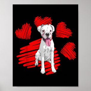 Ich liebe meinen weißen Boxer-Hund Pfote Herz Vale Poster