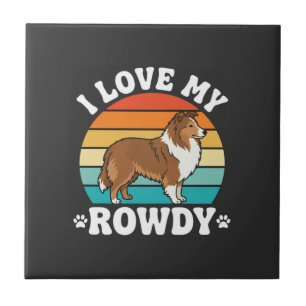 Ich liebe meinen wilden Sheltie Retro Hund Fliese