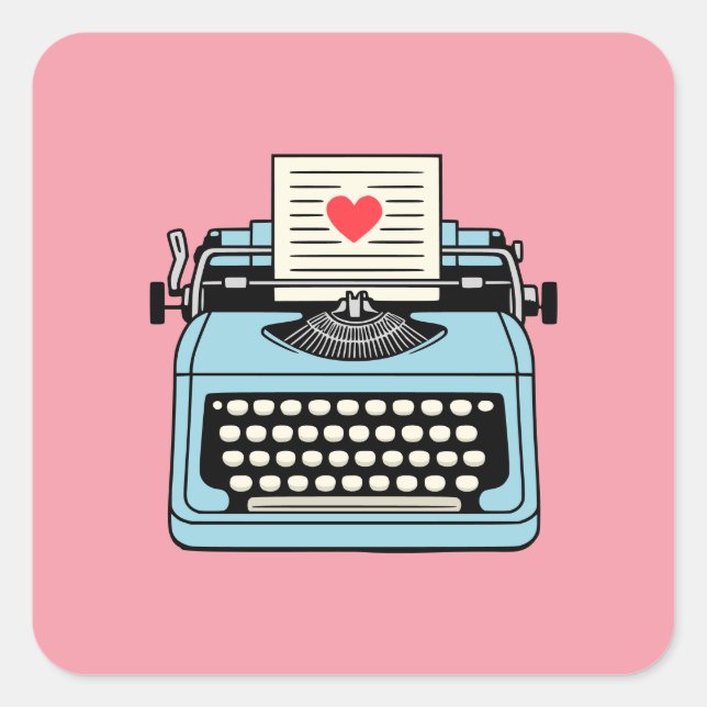 Ich Liebe meiner Schreibmaschine Quadratischer Aufkleber (Vorderseite)