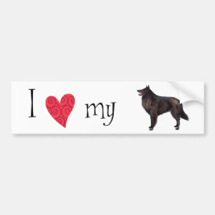 Ich Liebe meines belgischen Schafhundes Autoaufkleber