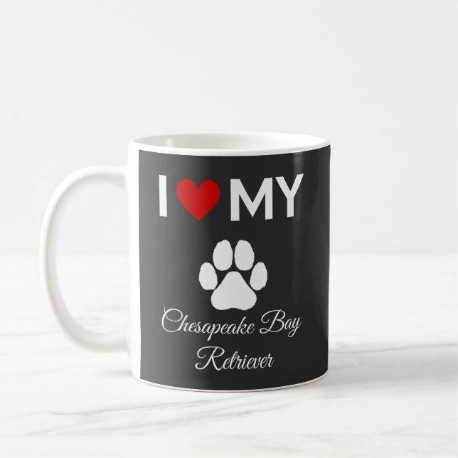 Ich Liebe meines benutzerdefinierten Hundes Chesap Kaffeetasse (Links)