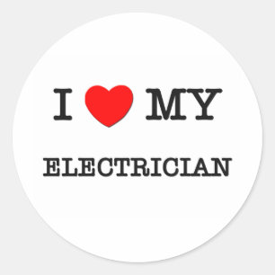 Ich Liebe meines ELEKTRIZITÄTEN Runder Aufkleber