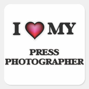 Ich Liebe meines Pressefotografen Quadratischer Aufkleber