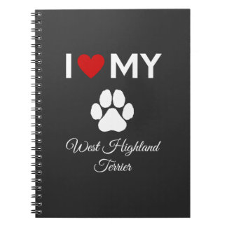 Ich Liebe meines West Highland Terrier Hundetextes Notizblock
