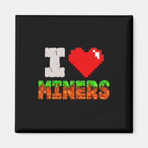 Ich liebe Miners Funny Heart Video Gamer Meme Pixe Magnet