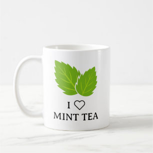 Ich liebe Minztee-Tasse mit grünem Kräuterblatt-Lo Kaffeetasse