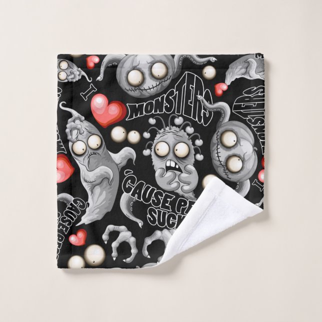 Ich Liebe Monster, weil Leute Ist zum Kotzen sind Badhandtuch Set (Waschlappen)