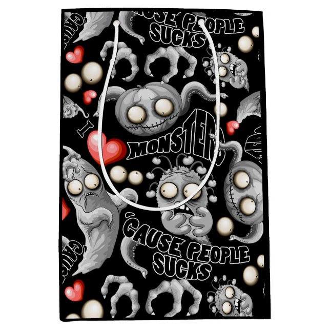 Ich Liebe Monster, weil Leute Ist zum Kotzen sind Mittlere Geschenktüte (Vorderseite)