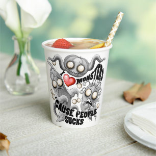 Ich Liebe Monster, weil Leute Ist zum Kotzen sind Pappbecher