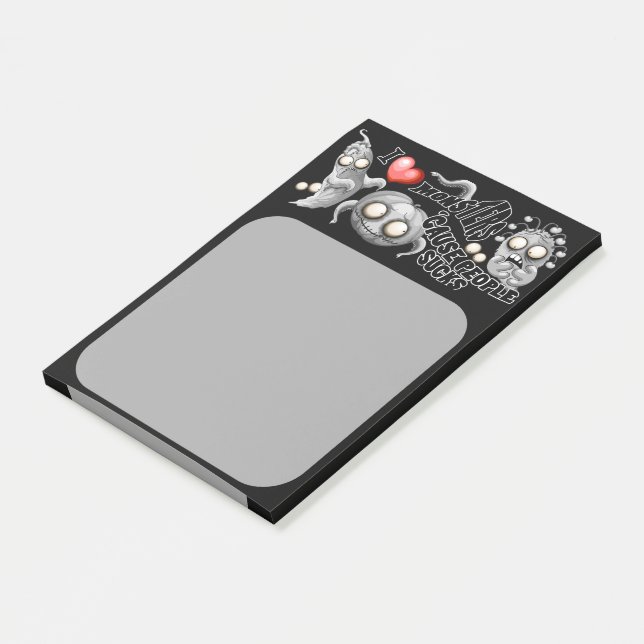 Ich Liebe Monster, weil Leute Ist zum Kotzen sind Post-it Klebezettel (angewinkelt)