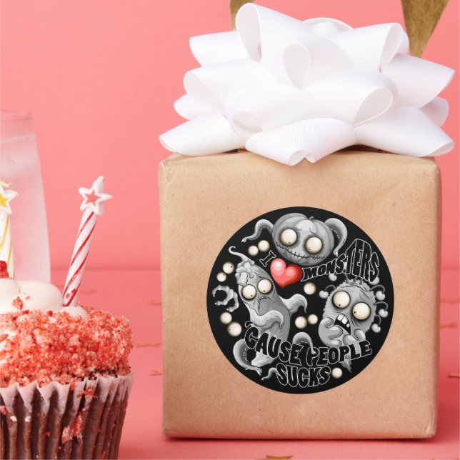 Ich Liebe Monster, weil Leute Ist zum Kotzen sind Runder Aufkleber (Party)