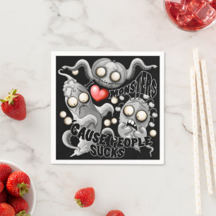 Ich Liebe Monster, weil Leute Ist zum Kotzen sind Serviette