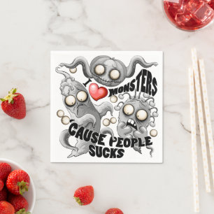 Ich Liebe Monster, weil Leute Ist zum Kotzen sind Serviette