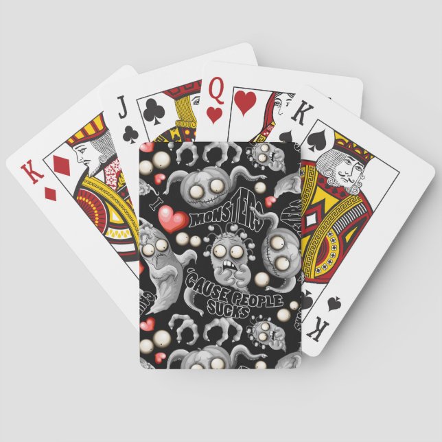 Ich Liebe Monster, weil Leute Ist zum Kotzen sind Spielkarten (Rückseite)