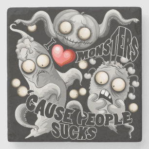 Ich Liebe Monster, weil Leute Ist zum Kotzen sind Steinuntersetzer