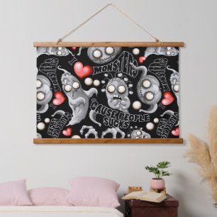 Ich Liebe Monster, weil Leute Ist zum Kotzen sind Wandteppich Mit Holzrahmen