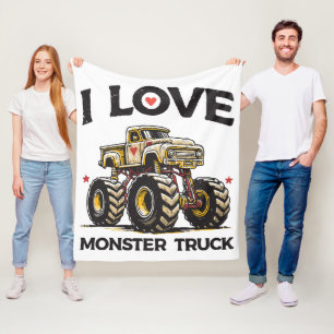 Ich liebe Monstertruck Fleecedecke