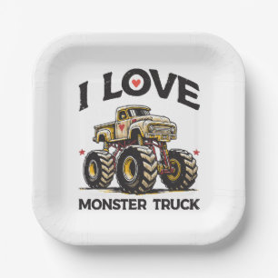 Ich liebe Monstertruck Pappteller