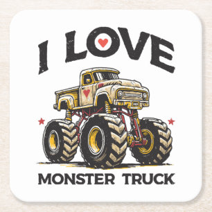 Ich liebe Monstertruck Rechteckiger Pappuntersetzer