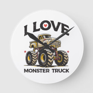 Ich liebe Monstertruck Runde Wanduhr