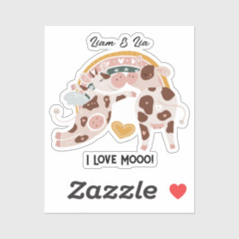 Ich Liebe Mooo Niedliche Kuh maßgeschneiderte Gesc Aufkleber