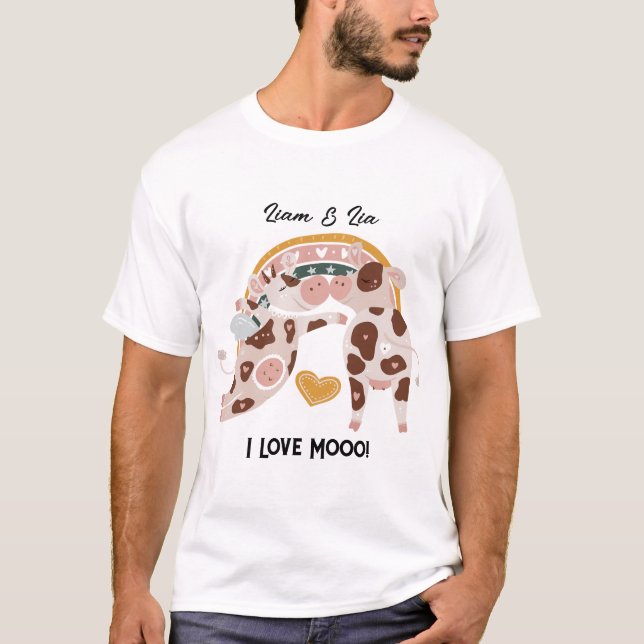 Ich Liebe Mooo Niedliche Kuh maßgeschneiderte Gesc T-Shirt (Vorderseite)