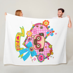 Ich Liebe Möpsen! Fleecedecke. Fleecedecke