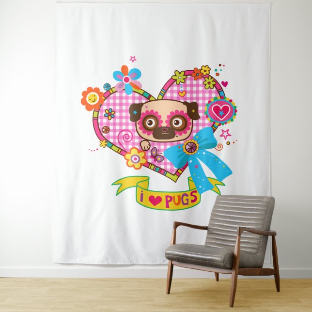 Ich Liebe Möpsen! Wandteppich (Beispiel)