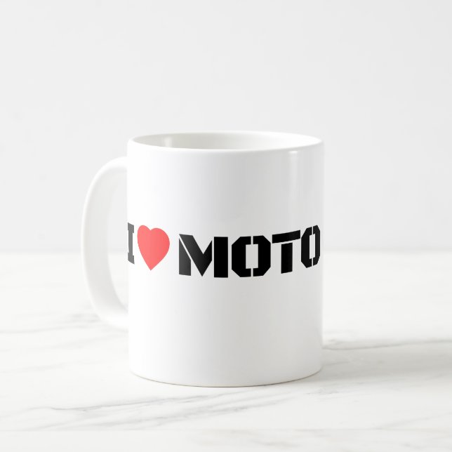 Ich liebe Moto Motorrad Kaffeetasse (Vorderseite Links)