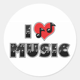 Ich liebe Musik Runder Aufkleber