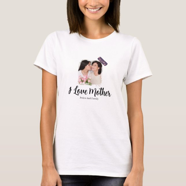 Ich liebe Mutter Personalisierter glücklicher Mutt T-Shirt (Vorderseite)