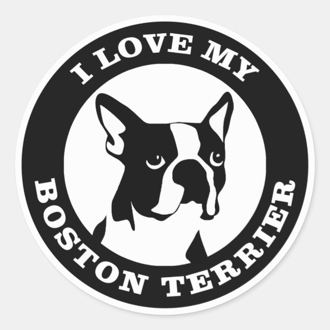Ich Liebe My Boston Terrier Runder Aufkleber (Vorderseite)