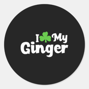 Ich Liebe My Ginger Redhead Kleeblatt St Patricks  Runder Aufkleber