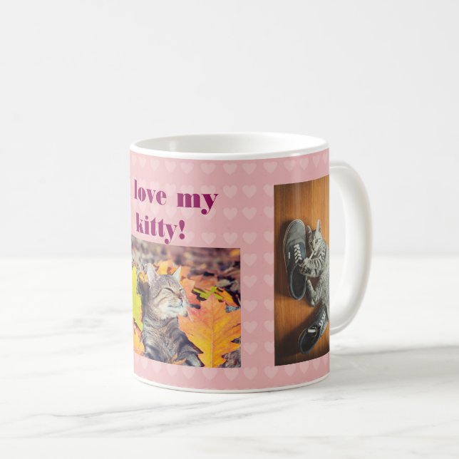 Ich Liebe My Kitty Custom Cat Fotos Herz Kaffeetasse (VorderseiteRechts)
