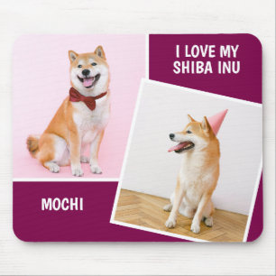 Ich Liebe My Shiba in zwei Fotos Mousepad