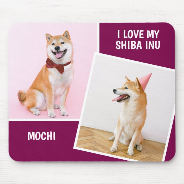 Ich Liebe My Shiba in zwei Fotos Mousepad (Vorne)