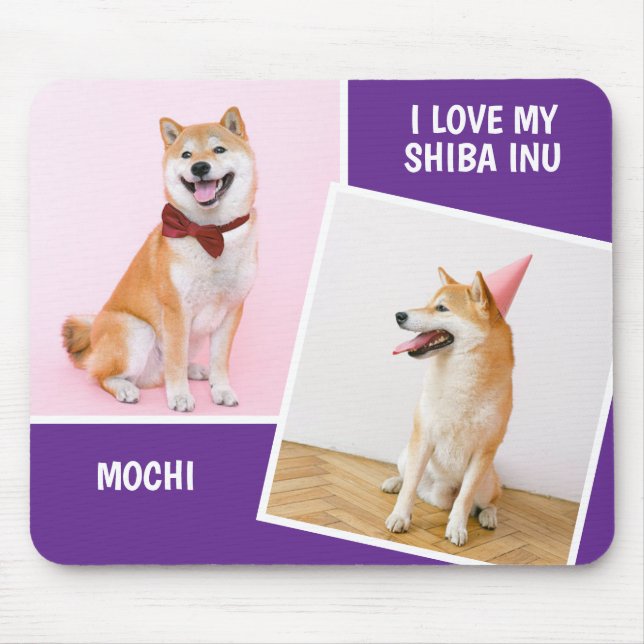Ich Liebe My Shiba in zwei Fotos Mousepad (Vorne)